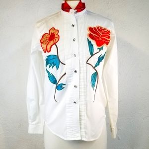 Wrangler long sleeve button up pleated small shirt